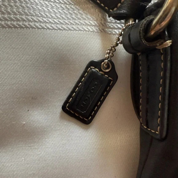 Good Condition, Coach Black Leather Crossbody Bag with Stitching - Picture 5 of 5